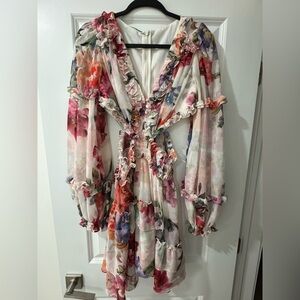 PatBO Multicolor Floral Long Sleeve Dress